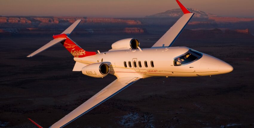 location de jet privé : LEARJET 40XR au coucher du soleil