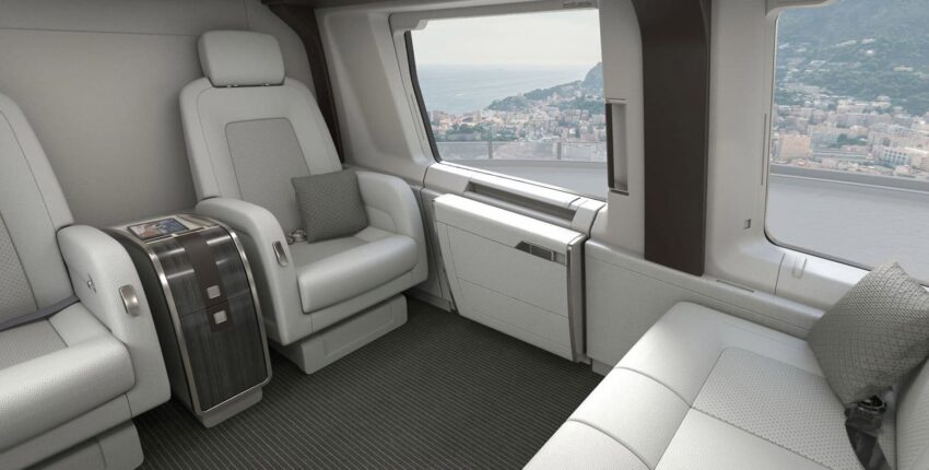 Cabine intérieure blanche hélicoptère H160