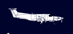 Location de jet privé : avion profil, fond bleu foncé.